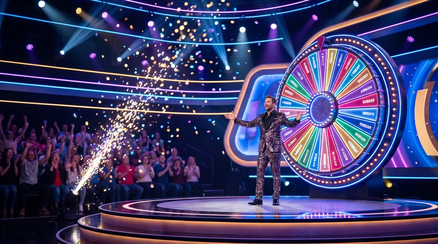 Έγχρωμος τροχός τύχης σε στούντιο live game show